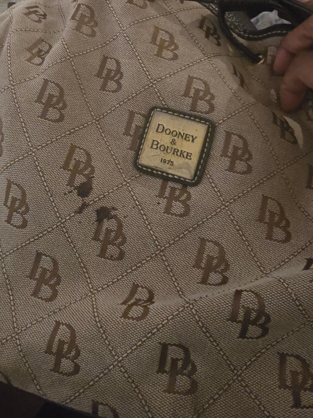 Dooney & Bourke Beige and Brown Logo Canvas Tote